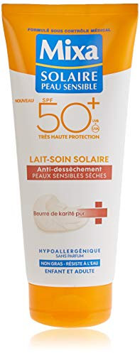 Mixa Solaire Peaux Sensibles Sèches Lait-Soin de Protection Spf50+ 200 ml - Lot de 2