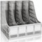 KXF Sturdy HIPS Plastic A4 File Organiser Desktop Organizer Documents Magazine Folder Holder Office Desk Kitchen Storage Box Bookshelf Rack Dividers 4 Compartments File Frame Cabinet For Home School