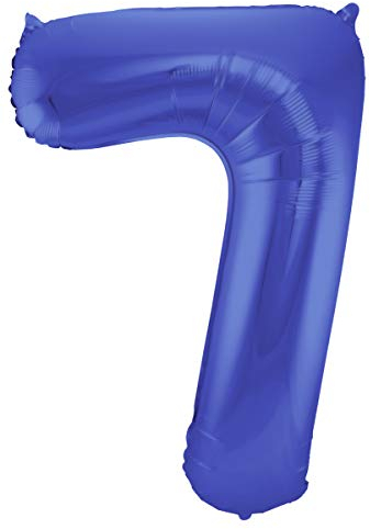 Folat 65927 Folienballon Ziffer Zahl 7 Metallic 86 cm-Helium Ballon Decoration Geburtstag, Hochzeit, Jubiläum, Blau Matt
