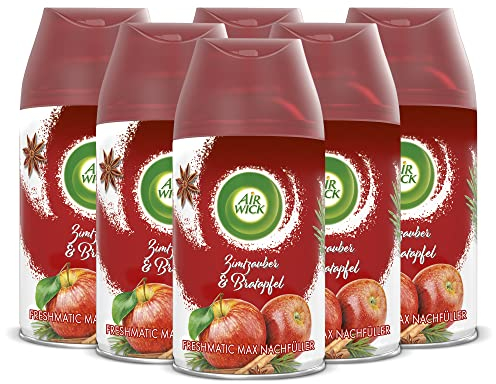 Air Wick Freshmatic Max Raumspray – Nachfüller für den Air Wick Freshmatic Max – Duft: Zimtzauber und Bratapfel – 6 x 250 ml Nachfüller Raumduft und Lufterfrischer