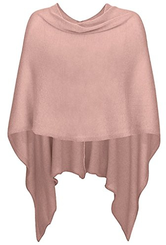 Mississhop 221 Poncho aus Mischgewebe für Damen Cape Überwurf One Size Altrosa