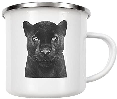 artboxONE Emaille Tasse Black Panther von Valeriya Korenkova - Emaille Becher Tiere