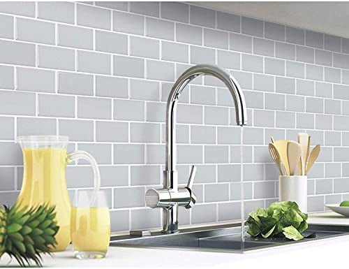 Yoillione Peel and Stick Wall Tiles Backsplash for Kitchen and Bathroom, 3D Stick on Metro Subway Self Adhesive Stickers Grey, Pack of 4 Sheets