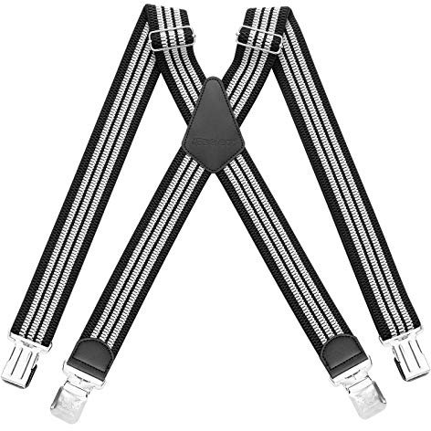 HBselect Hosenträger Herren mit 4 starken Clips 4 cm breit X-formoig elastisch einstellbar Länge für Damen Buro