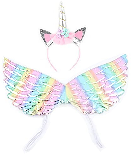 Serre Tête Licorne et Ailes de licorne, Accessoires pour Enfant Fille Halloween Carnaval Cosplay Party Fête