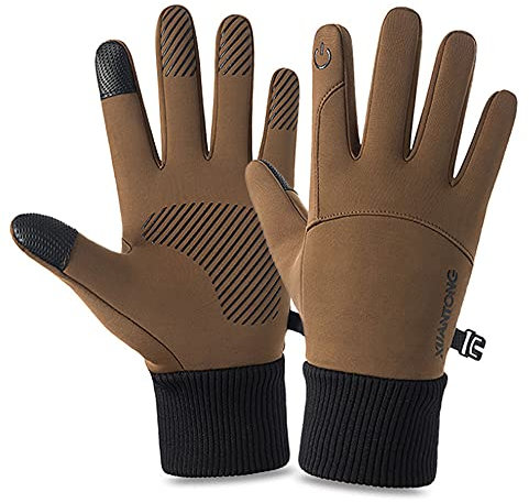 Touchsceen Gants isolants en polaire thermiques, coupe-vent, résistants à la neige, gants chauds pour sports d'hiver, ski, snowboard, équitation, moto, vélo, conduite (couleur désert, ML pour homme)