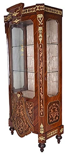 XXL Vitrine Barock Vitrinenschrank Antik Intarsien Schrank Glasvitrine Bücherregal 190cm cat834 Palazzo Exklusiv