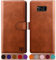 SUANPOT [RFID Schutz für Samsung Galaxy S8 Hülle PU Leder Handyhülle Lederhülle Klapphülle Kartenfach Flip Cover für Samsung S8 Handy hülle Leather Wallet Phone Case Hellbraun