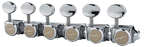 Guyker 6 Inline Vintage Guitar Lock String Tuners – Locking Tuning Key Pegs Machine Heads Replacement for ST TL Style Electric, Folk or Acoustic Guitars – Chrome