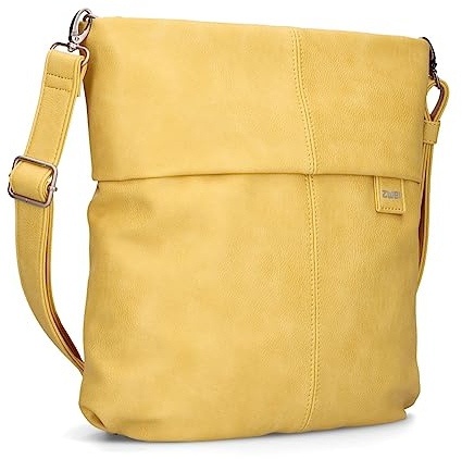 Zwei Damen Handtasche Mademoiselle.M M12 Umhängetasche 7 Liter Crossbody Bag, Schultertasche in DIN-A4-Größe, Schlüsselring, Geheimfach, inkl. extra kurzen, abnehmbaren Schultergurt (lemon)