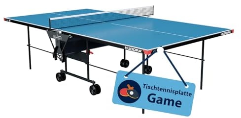 HUDORA Tischtennisplatte Game - robuste Tischtennisplatte Outdoor & Indoor - hochwertige Tischtennisplatte klappbar & wetterfest - Ping Pong Platte ideal für Einsteiger