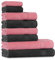Tuiste Set Asciugamani Bagno Grigio Scuro - Rosa Antico, Hotel, Cotone, 2 Telo Doccia 70x140cm + 4 Asciugamani 50x90cm + 2 Asciugamani Ospiti 30x50cm, Asciugamani Bagno Viso e Bidet, Morbidi