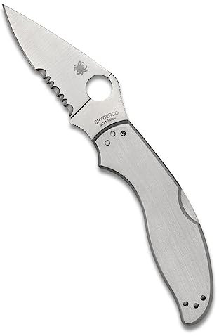 spyderco c261ps couteau lame acier 8Cr13MoV manche 10 cm inox gris