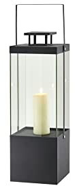 KHG Laterne 21,5 cm mit LED-Kerze in schwarz aus Metall, pulverbeschichtet, Kerzenständer, Kerzenhalter, Outdoor und Indoor, Deko, für Wohnzimmer, Balkon, Terrasse, Garten usw.