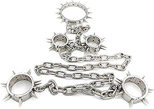 ROLOL SM Edelstahl Handschellen + Fußfesseln + Kragen Restraint Set Fesseln Sex Restraint Cuffs -Handschellen (Color : Female)