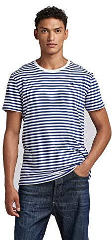 G-Star Men's Stripe T-Shirt, Multicolour (white/ballpen blue stripe D23167-C339-D022), S