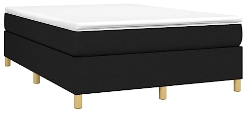 vidaXL Cadre de Lit, Lit Rembourré avec Sommier à Lattes, Lit Double, Lit Adulte de Chambre à Coucher, Moderne, Noir 140x190 cm Tissu