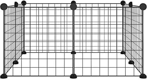vidaXL Haustierkäfig 8-TLG. Schwarz 35x35cm Stahl Freigehege Kleintierkäfig