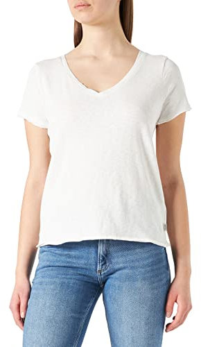 Marc OߴPolo Denim Mujer Camiseta de algodón orgánico con cuello de pico, Blanco (Scandinavian White), XXS