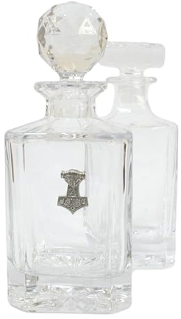 Thors Hammer Cut Crystal Glass Decanter & Golf Ball Style Stopper 726