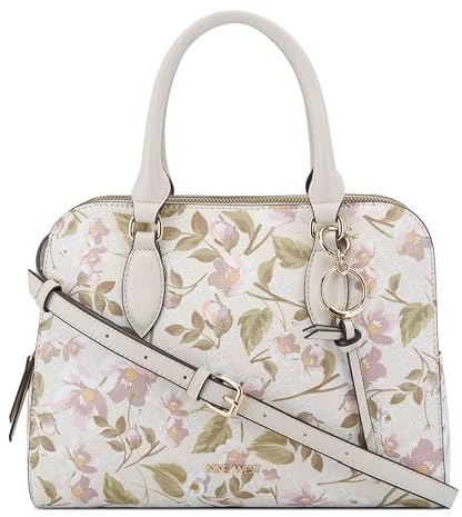 Nine West Damen Umhängetasche cyra a-List Tasche, Florales Logo Milch