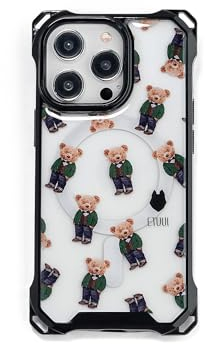 ETUUI Clear Case Teddy Motiv Hülle mit Ösen iPhone 14 Pro Max | hochwertige Schutzhülle, Rundumschutz Handyhülle