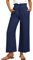 Cindeyar Leinenhose Damen Hosen Sommer Casual Leichte Palazzo Hohe Taille Einfarbig Leinen Freizeithose Sommerhose Mit Taschen und Tunnelzug (Dunkelblau, S)