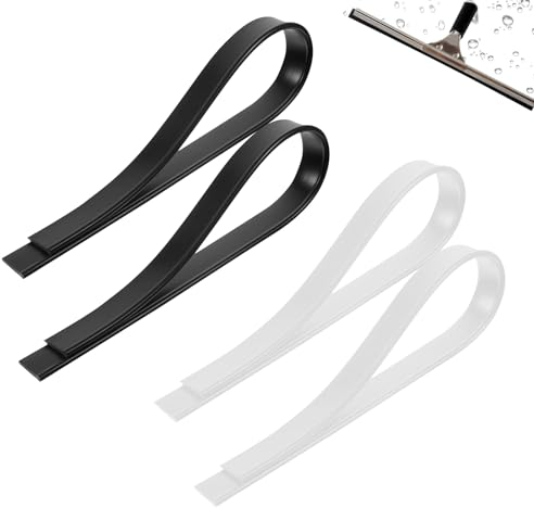 Wekuw Limpiacristales Profesional, 4 Piezas Goma para Regleta Limpiacristales, Repuesto de Escobilla de Goma de Silicona para Ventana, Vidrio, Puertas de Ducha(Blanco+Negro)