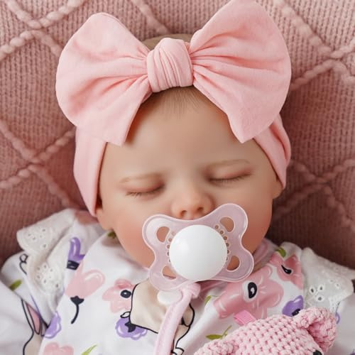 JIZHI Reborn Baby Puppen Realistisch - 17 Zoll Babypuppen Mädchen Weichen Stoff Körper - Schlafende Puppe mit Kleidung, Zubehör für Kinder ab 3 Jahren