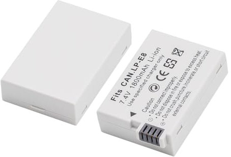 SEYRLMK 7.4 V 1800 mAh Replacement Lithium Ion 2 x Battery Compatible with Canon LP-E8 and Canon EOS 700D 650D 600D 550D T2i T3i T4i X4 X5 X6 LPE8 (Pack of 2)