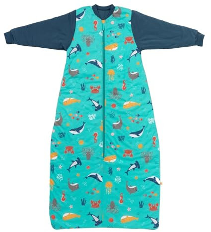 schlummersack Kinder Schlafsack Baby Winter 130 cm Meerestiere | Winterschlafsack Baby mit Ärmel 3.5 Tog Baby Schlafsack Winter | Winter Schlafsack Baby