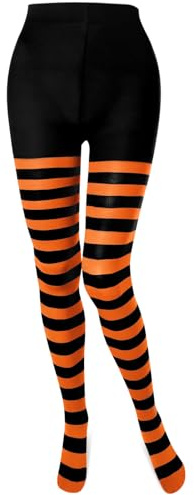 Boyiee Medias Festivas a Rayas Mardi Gras Halloween Navidad Calcetines a Rayas de Pie Completo de Mujer