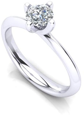 sayes.com Bague solitaire de fiançailles Rose Collection disponible en or blanc 18 carats (750) avec diamant couleur G pureté VS 50points de ct coupe brillante., Misura dito 23, Métal, Diamant blanc