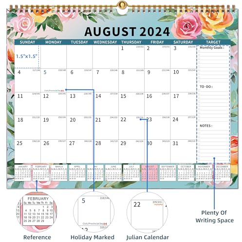 Calendar 2024-2025 Planner Wall Hanging Spiral Bound Magnetic Fridge Calendars 15 x 12, Use Jul 2024 - Dec 2025