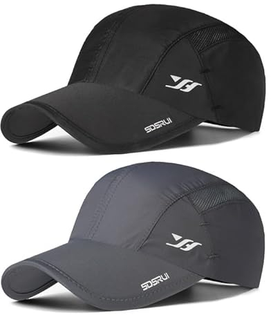 AYPOW 2 Pcs Schnell Trocknend Atmungsaktiv Baseball Cap Baseballkappe, Herren Damen Lässig Modisches Leichte Faltbare Outdoor Sportmütze Sportkappe, Waschbar Verstellbar Basecap Sonnenhut, Unisex