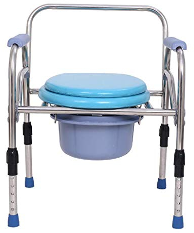CCYENG Klappbarer Toilettenstuhl, Nachttisch-Toilettenstuhl mit Armlehnen, Badezimmer-Sicherheitsrahmen für Senioren und Erwachsene, verstellbare Sitzhöhe, Duschstuhl,