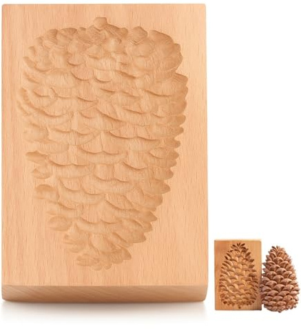 Keksform aus Holz, Buchenholz, Leicht zu Reinigen, Glatte Oberfläche, Niedliche Tannenzapfen Form, Robust für Backen von Keksen und Lebkuchen für Haushalt und Bäcker (Tannenzapfen)