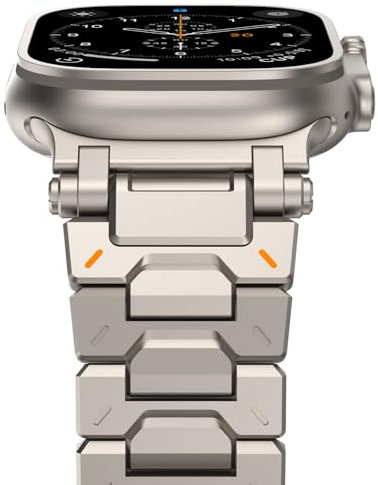 NewWays Metal Strap Compatible with Apple Watch Straps 49mm 46mm 45mm 44mm 42mm(Series 3 2 1),Stainless Steel Replacement Band for iWatch Ultra 2/Ultra Series 10 9 8 7 6 5 4 3 2 1 SE,Titanium
