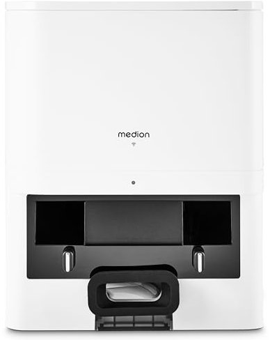 MEDION Estación de aspiración Robot Aspirador X41 SW (2 litros de Capacidad, Vaciado automático y Gran Potencia de aspiración, MD 12035)