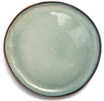 VIDI Piatto Abendessen Teller Set in Salbeigrün | 6-teiliges Geschirrset mit Asymmetrischem Design | Ø26.5 Steingut Geschirr set Ofen, Mikrowellen & Spülmaschinenfest | | Geschirrset 6 Personen