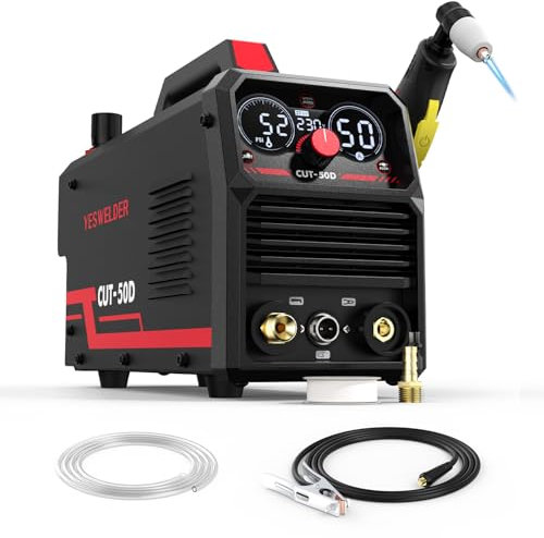 YESWELDER 50Amp Taglierina al Plasma HF, Non Arco Pilota, Grande Display Digitale a LED, Spessore Massimo di Taglio 20mm, 230V Macchina da Taglio al Plasma