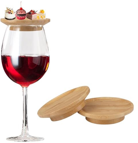 Les-Theresa 4Pcs Wine Glass Charcuterie Topper Board Wood Bamboo Individual Charcuterie Boards Wine Appetizer Plates for Home Family Parties Bars