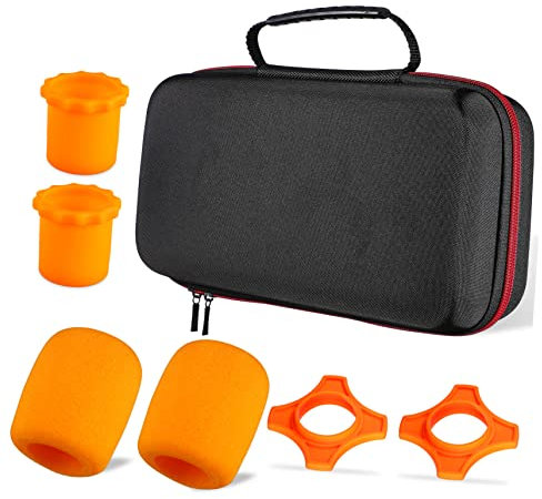 HYTROVE Microphone Bag Storage Case Zipper Closure and Windscreen Covers for Dj and Gaming Mic Protection