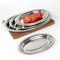 Bafnsiji 35cm, 4 Pack de Acero Inoxidable Plato Oval, Bandeja de Servir de Acero Inoxidable, Bandeja del Organizador del Partido, Bandeja de Servicio Multiusos