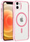 Coiwxmoi Cover Magnetica per Apple iPhone 12/iPhone 12 pro 6.1,Compatibile con Magsafe,Sottile Traslucido Satinato Morbido Silicone TPU + Hard PC Custodia Antiurto Anti-Graffio Protettiva Cover,Rose