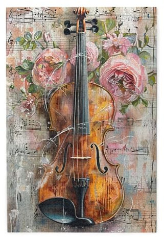 Cafemira Vintage Country Music,Wooden Jigsaw Puzzle For Adults 1000 Pcs,Deal For Relaxation And Family Fun,Vibrant Design,Relieve Stress And Enjoy The Fun Of Solving,Every Piece Is Unique,