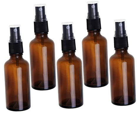Happyyami 5 Stück-Pack Braune Glas Sprühflaschen 50ml aus Verschleißfestem Glas Lichtgeschützt für Kosmetik und Flüssigkeiten Nachfüllbar für Reisen und Geschäftsreisen