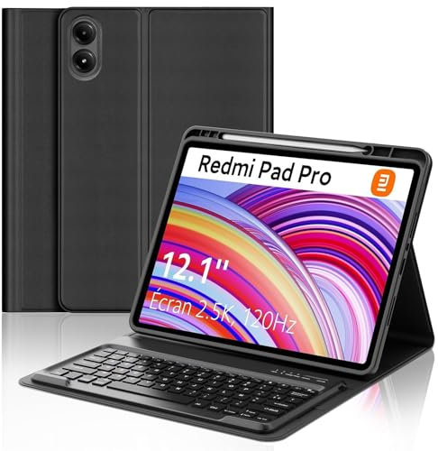 IVEOPPE Cover Redmi Pad Pro 12.1 con Tastiera, Tastiera Redmi Pad Pro 12.1, Custodia con Tastiera Italiano Bluetooth Staccabile per Xiaomi Redmi Pad Pro 12.1 2024, Nero