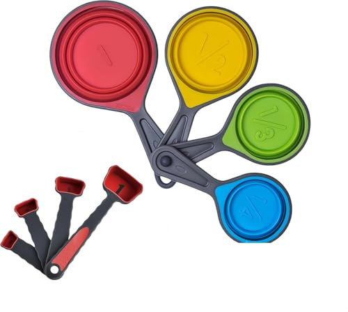 JIIJCAAC Measuring Spoon Set, 8 Spoons for Measuring Food,Measuring Cups for Baking,Silicone Foldable Kitchen Set,Used for Baking, Cooking, and Kitchen (8)