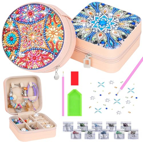 Hysagtek Diamond Painting Schmuckkästchen, 2 Stück Diamond Painting Erwachsene, Kreativset Basteln Geschenke für Geburtstage, Weihnachten